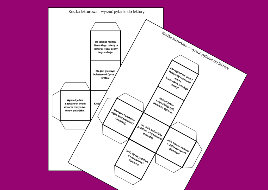 KOSTKA - uniwersalne pytania do lektury - 2 wersje