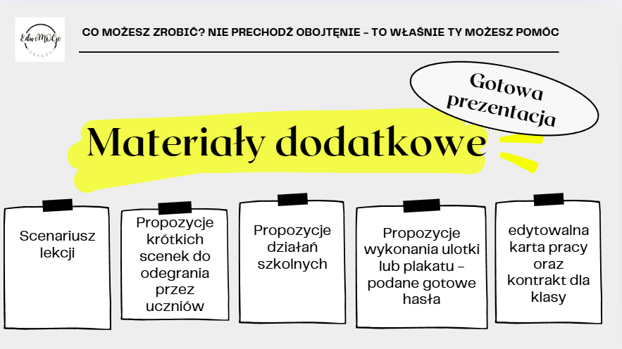 Stop wykluczaniu - duży pakiet materiałów - prezentacja, scenariusz, działania szkolne, edytowalne karty