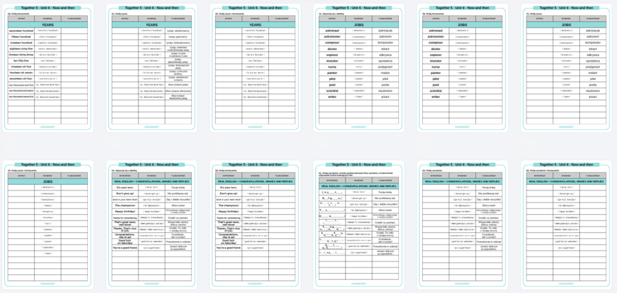 Together 5, Unit 6 - słownictwo