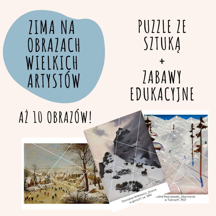 ZIMA NA OBRAZACH WIELKICH ARTYSTÓW – PUZZLE + PROPOZYCJE ZABAW