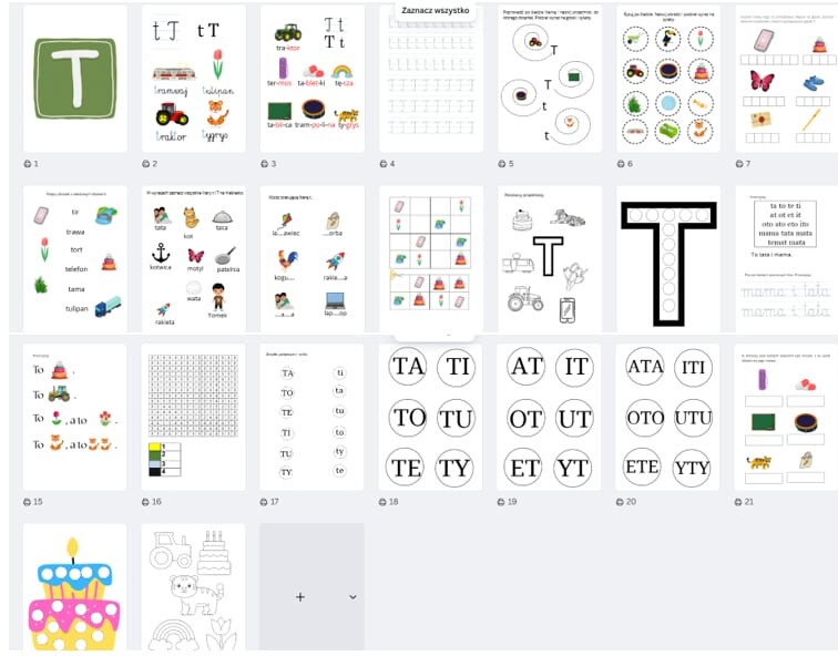 Zadania z literą T - utrwalanie