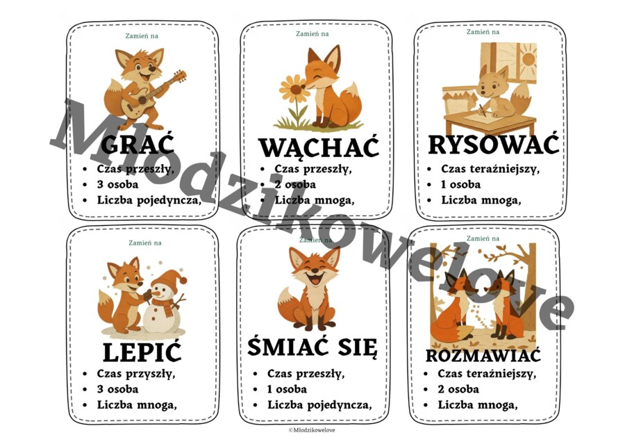 Co robi lisek- twórcze zdania i zabawy z czasownikiem część 3