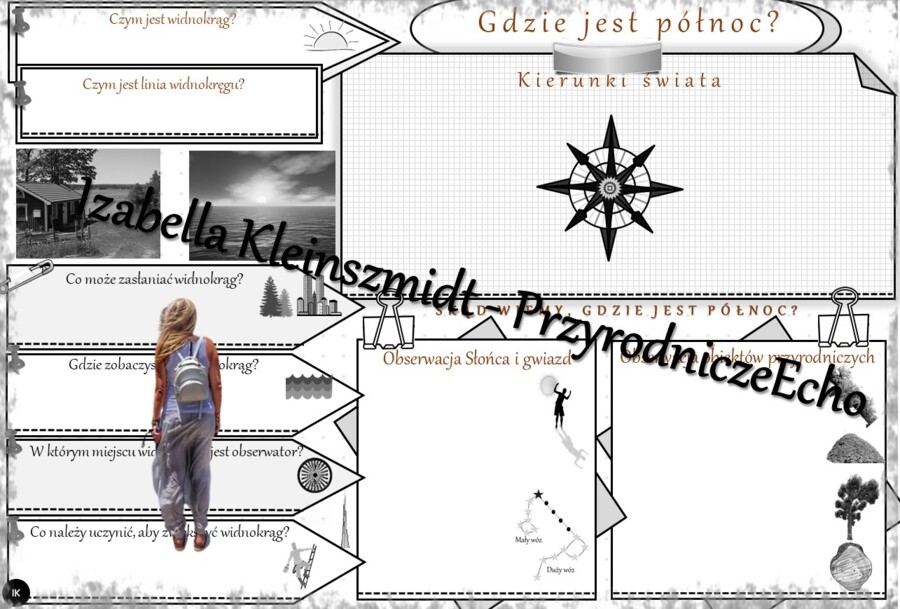 Karta pracy „Gdzie jest północ?” wykonana w power point do edycji. Przyroda 4, „Badam i poznaję przyrodę” na podstawie wydawnictwa WSiP