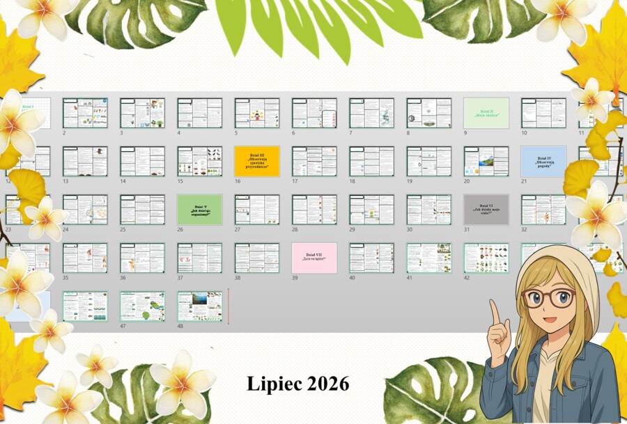 Duży (całoroczny) zestaw sketchnotek /notatek (40) na lekcje do przyrody w klasie 4 w pdf. Podstawa programowa z marca 2026 roku. Karty pracy dostosowane do podręcznika "Nowej Ery". Przyroda 4. "Odkrywam przyrodę".