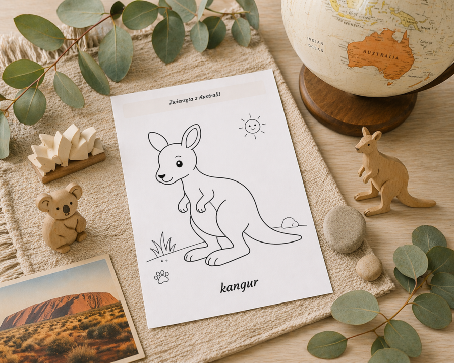 Kolorowanka: Zwierzęta z Australii