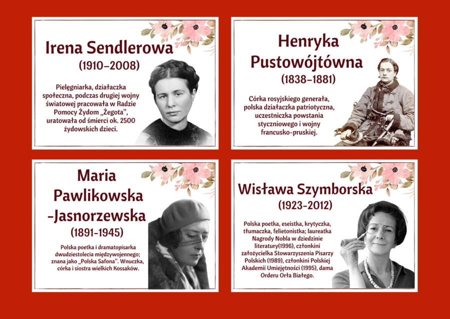 DZIEŃ KOBIET – – gazetka – SŁAWNE POLKI – biblioteka – świetlica – 24 strony – wersja 2