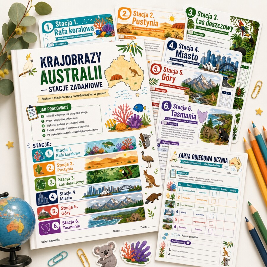 Krajobrazy Australii - stacje zadaniowe