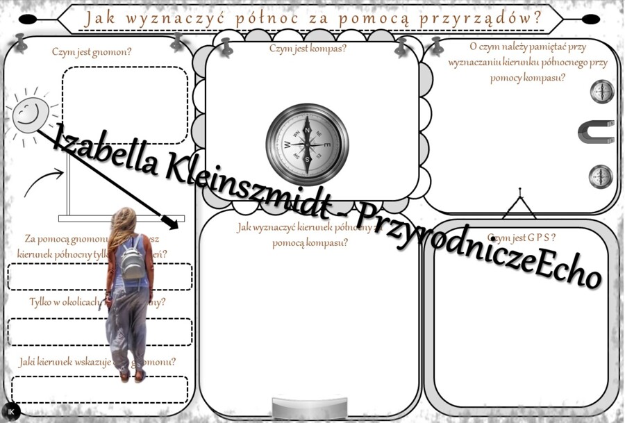 Karta pracy „Jak wyznaczyć północ za pomocą przyrządów?” wykonana w power point do edycji. Przyroda 4, „Badam i poznaję przyrodę” na podstawie wydawnictwa WSiP