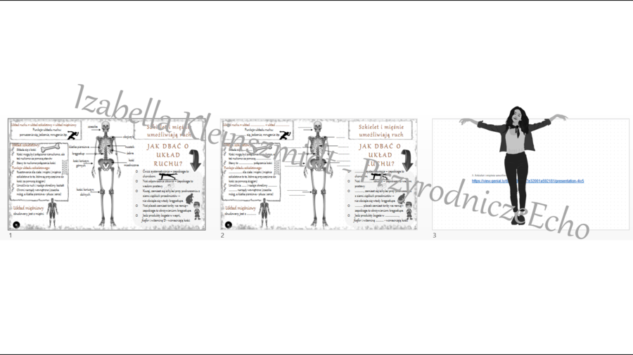 Minizestaw na temat „Szkielet i mięśnie umożliwiają ruch” – sketchnotka + karta pracy w power point + gratisowy link do prezentacji multimedialnej niekomercyjnej wykonanej w genial.ly do indywidualnego pobrania i użycia do celów niekomercyjnych. Przyroda