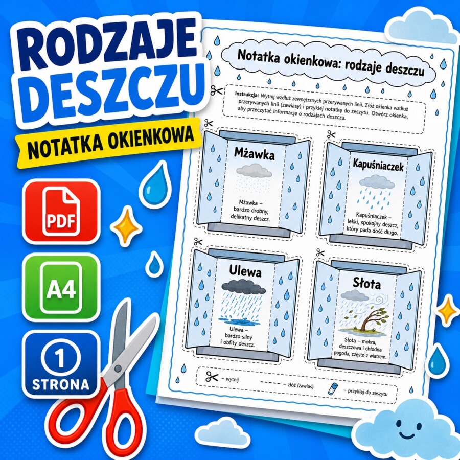 Notatka okienkowa. Rodzaje deszczu