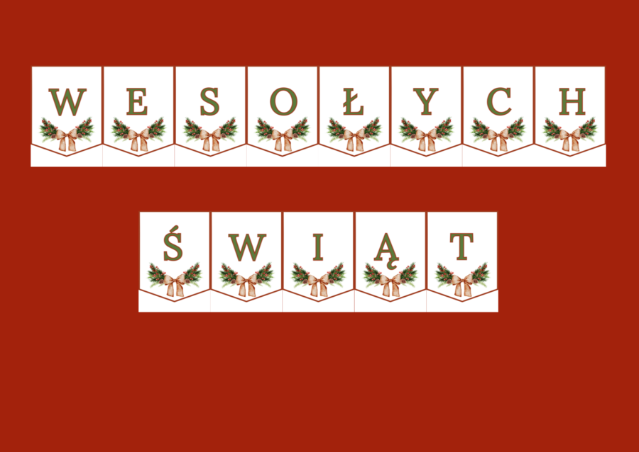 WESOŁYCH ŚWIĄT - Boże Narodzenie – GIRLANDA – biblioteka – świetlica – przedszkole – gazetka – wersja 2