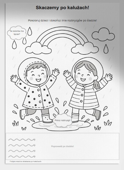 Kolorowanki tematyczne: „Deszczowy dzień”