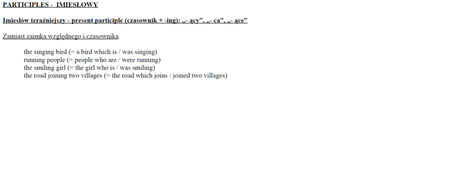 Imiesłowy (participles)
