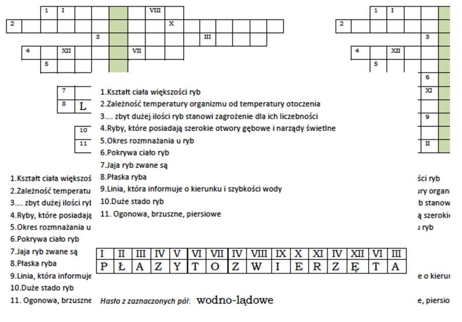 Łamigłówka dla klasy 6- wprowadzenie do tematu "Płazy zwierzęta ziemno-wodne"