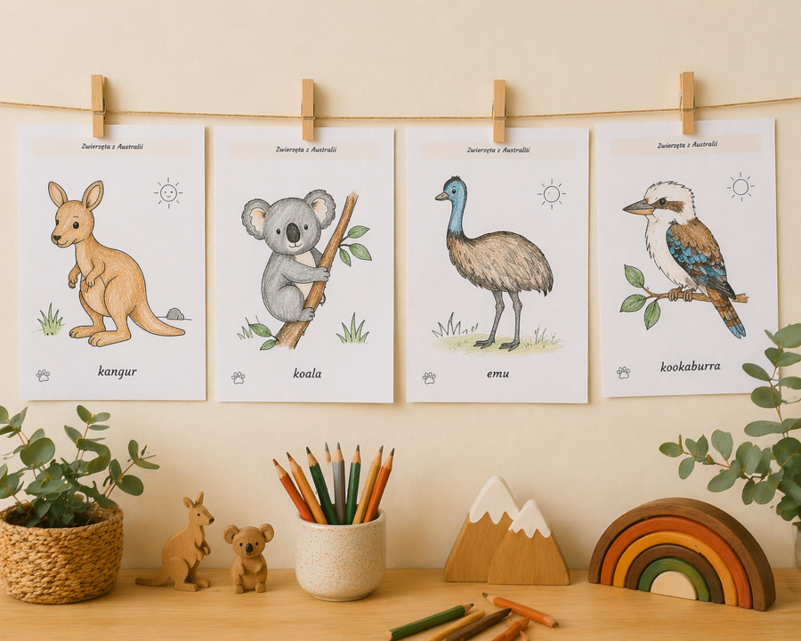Kolorowanka: Zwierzęta z Australii