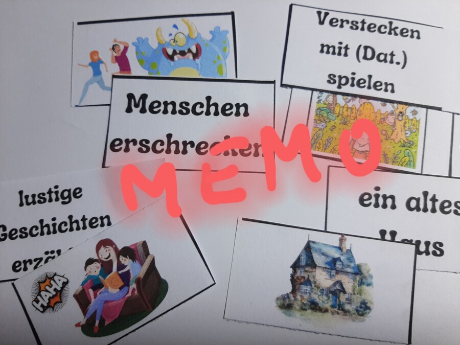 Der kleine Geist - historyjka w języku niemieckim - ćwiczenie czasu przeszłego prostego Präteritum - QR-kody, słownictwo