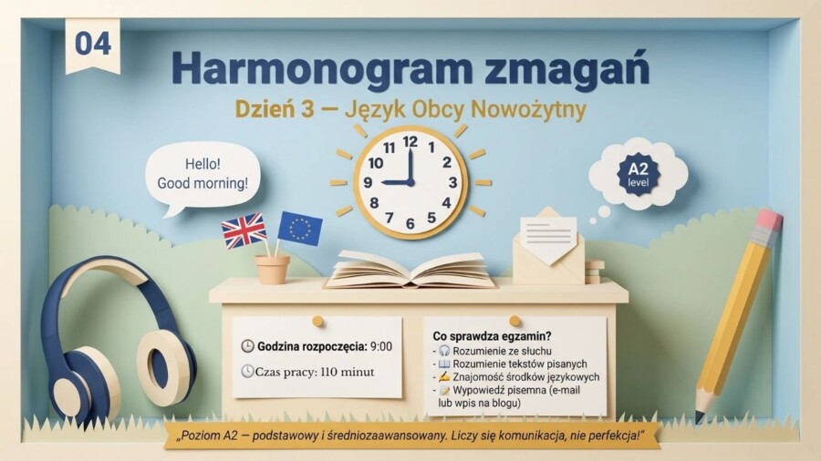 Egzamin ósmoklasisty – Ostatnia Prosta, prezentacja edukacyjna i poradnik ucznia (20 plansz)