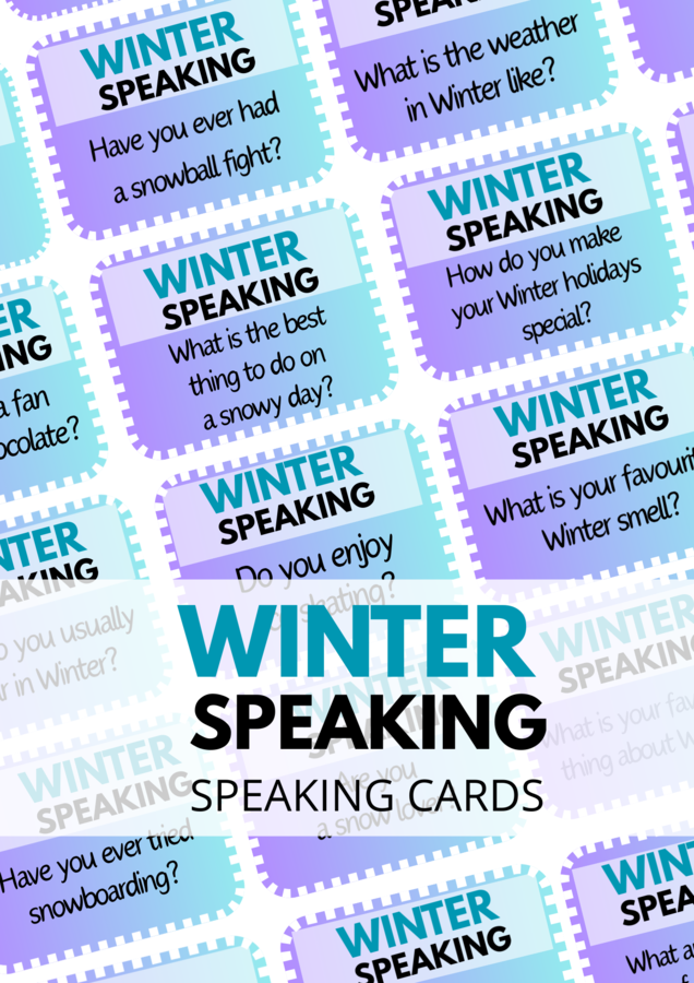 WINTER SPEAKING - zestaw 80 Speaking Cards - mówienie - warm - up - rozgrzewka - ice-breaker - gra językowa - kreatywny angielski - zima - zimowa lekcja -