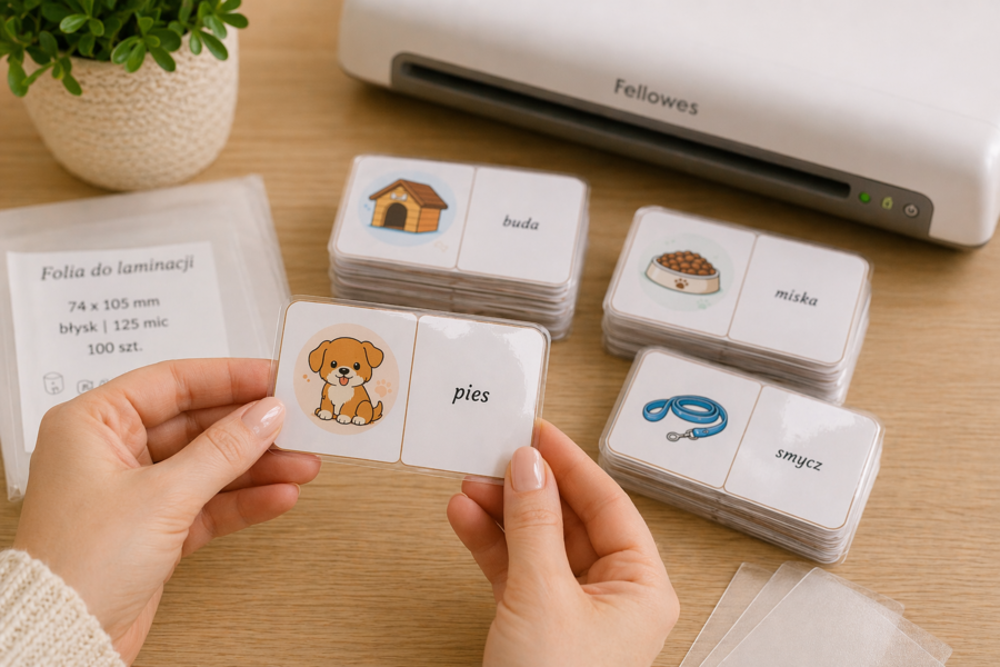 Domino obrazkowo-wyrazowe: pies i akcesoria