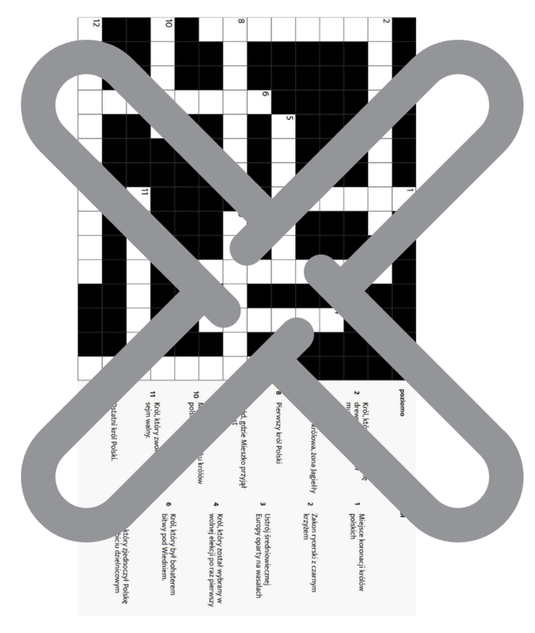 KRZYŻÓWKA PODSTAWOWA WIEDZA O KRÓLACH I POLSCE