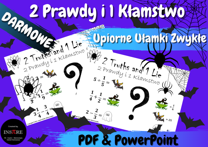 DARMOWE 2 Prawdy i 1 Kłamstwo. Halloween Upiorne Ułamki Zwykłe.