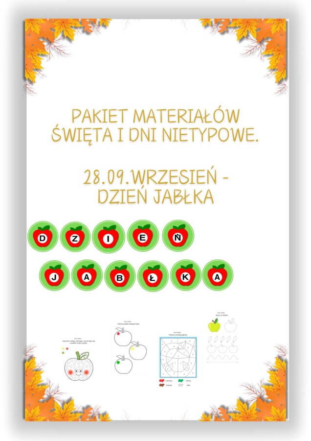 PAKIET MATERIAŁÓW NA WRZESIEŃ WEDŁUG KALENDARZA ŚWIĄT I DNI NIETYPOWYCH.