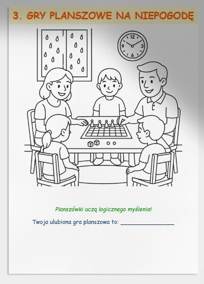 Kolorowanka: "Co robimy gdy pada deszcz?"