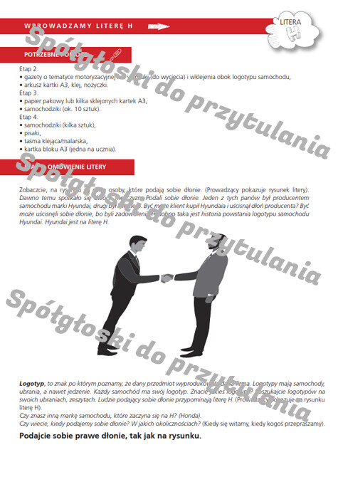 Spółgłoski do przytulania. Nauka liter poprzez zmysły, wrażenia i zabawę. Monografia litery H wraz ze scenariuszem jej wprowadzania, kartami pracy.