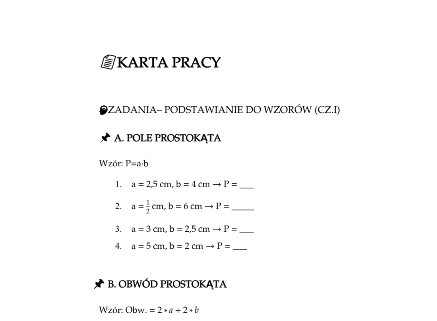 Karta pracy „Korzystanie ze wzorów” – klasa 6 (PDF + odpowiedzi)