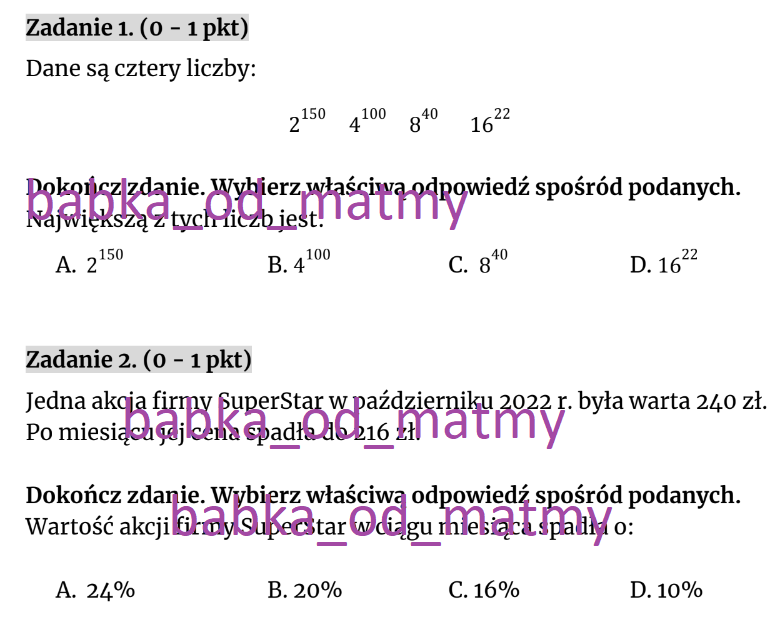 Próbny egzamin ósmoklasisty - MATEMATYKA