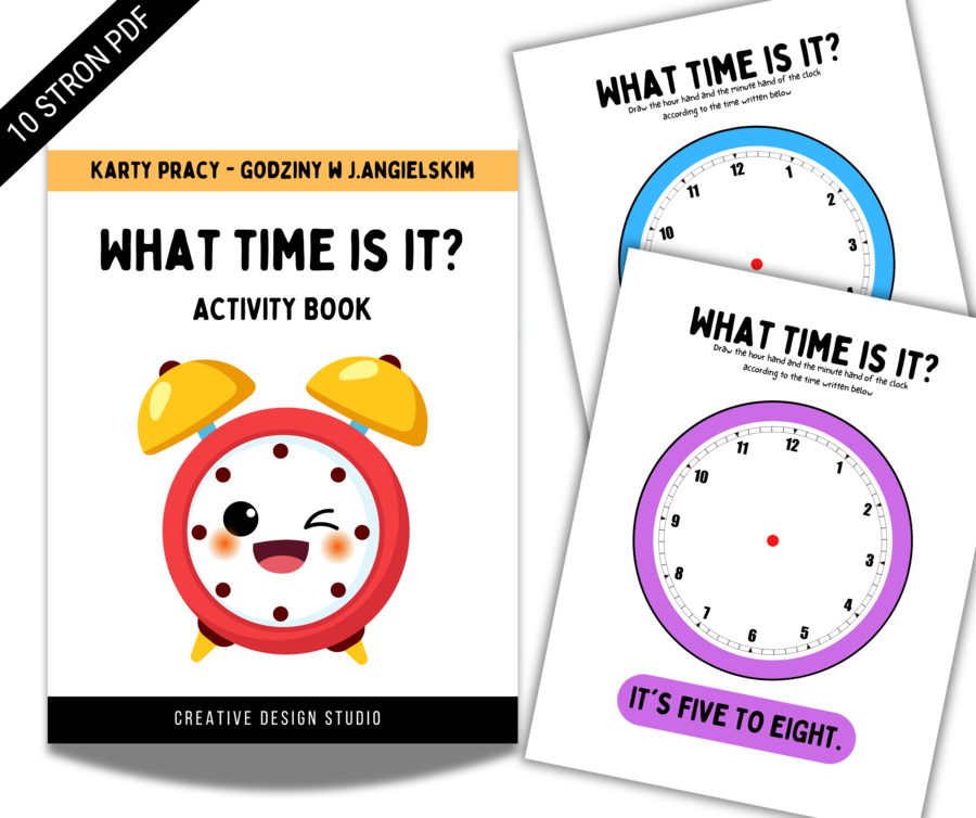 Angielski - What time is it? Ćwiczenia / Karty Pracy że znajomości podawania godziny w języku angielskim.