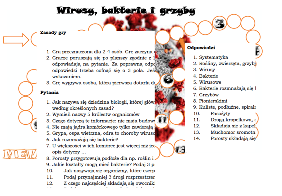 Wirusy, bakterie i grzyby - gra planszowa