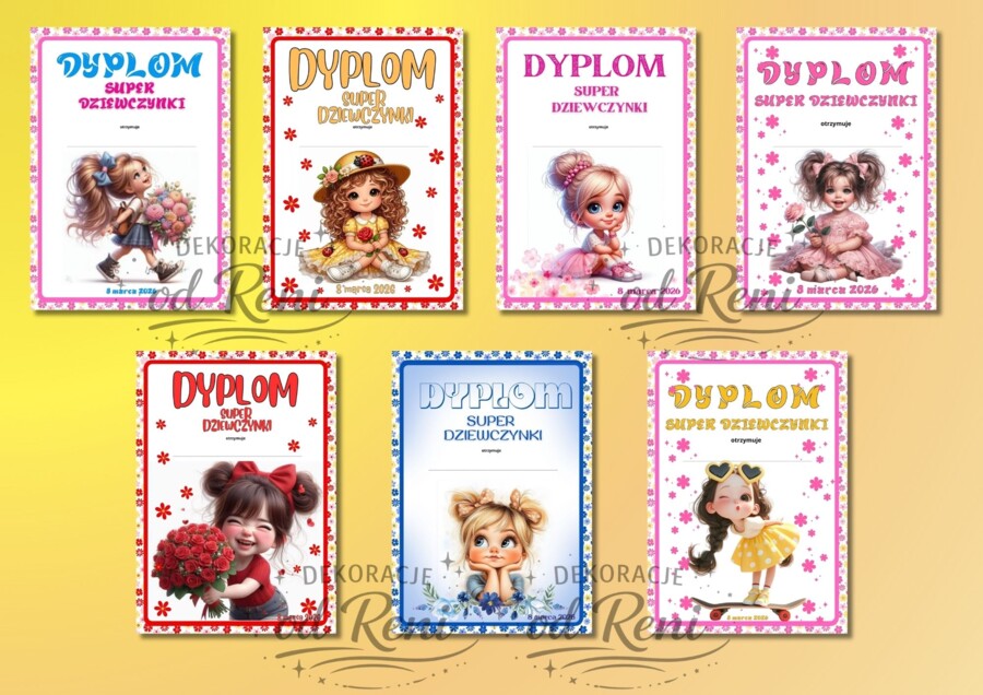 Dzień Kobiet 2026 - CERTYFIKATY „SUPER DZIEWCZYNY” I DYPLOMY „SUPER DZIEWCZYNKI”- 22 WYJĄTKOWE WZORY