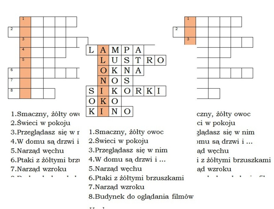 Logogryf dla klasy 1 po wprowadzeniu litery b