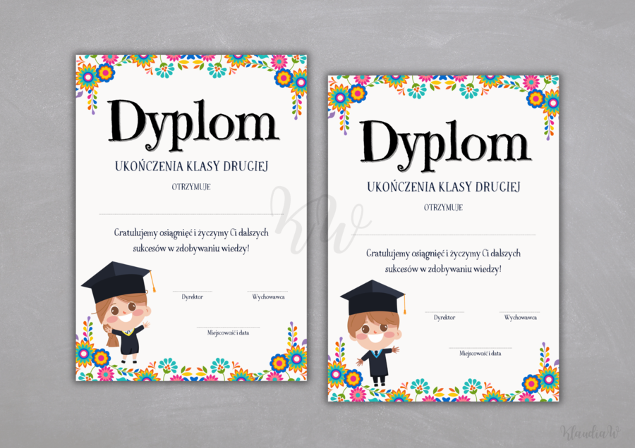 Dyplomy Ukończenia Klasy Drugiej - zestaw