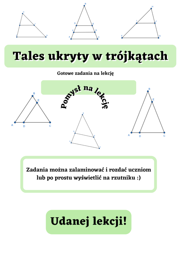Tales ukryty w trójkątach - gotowe zadania na lekcję :-)