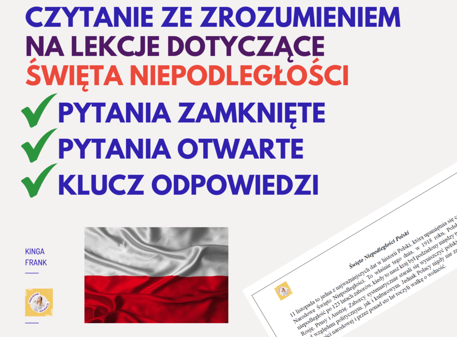 🇵🇱 Czytanie ze zrozumieniem - Święto Niepodległości – 11 listopada 🇵🇱