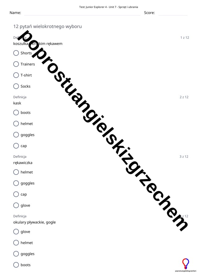 Junior Explorer 4 – Unit 7 – testy