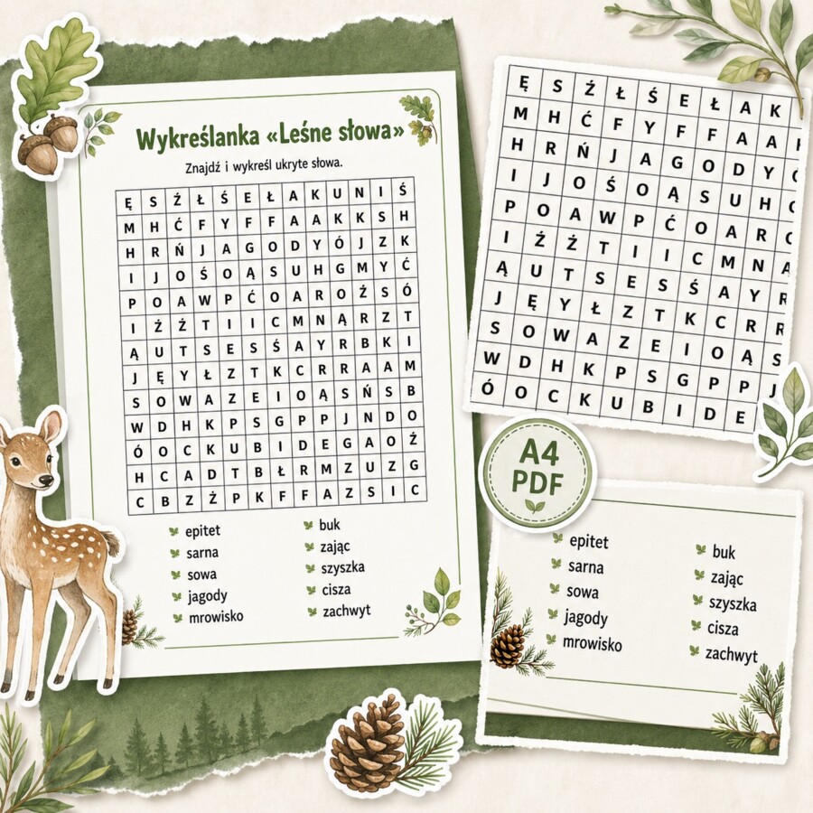 Wykreślanka: Leśne słowa