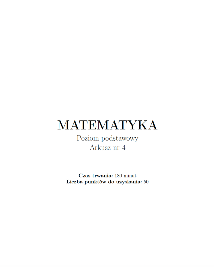 Arkusz maturalny nr 4 z matematyki