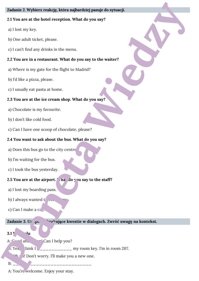 🌞WAKACYJNE REAKCJE JĘZYKOWE🌞- KARTA PRACY – SUMMER HOLIDAY - KLASY 4-8 SZKOŁY PODSTAWOWEJ- PRZYKŁADOWE DIALOGI NA WAKACJACH, NA LOTNISKU, W RESTAURACJI ITP., PYTANIA I SLOWNICTWO POTRZEBNE W PODRÓŻY, BUDOWANIE WŁASNYCH DIALOGÓW+ ODPOWIEDZI