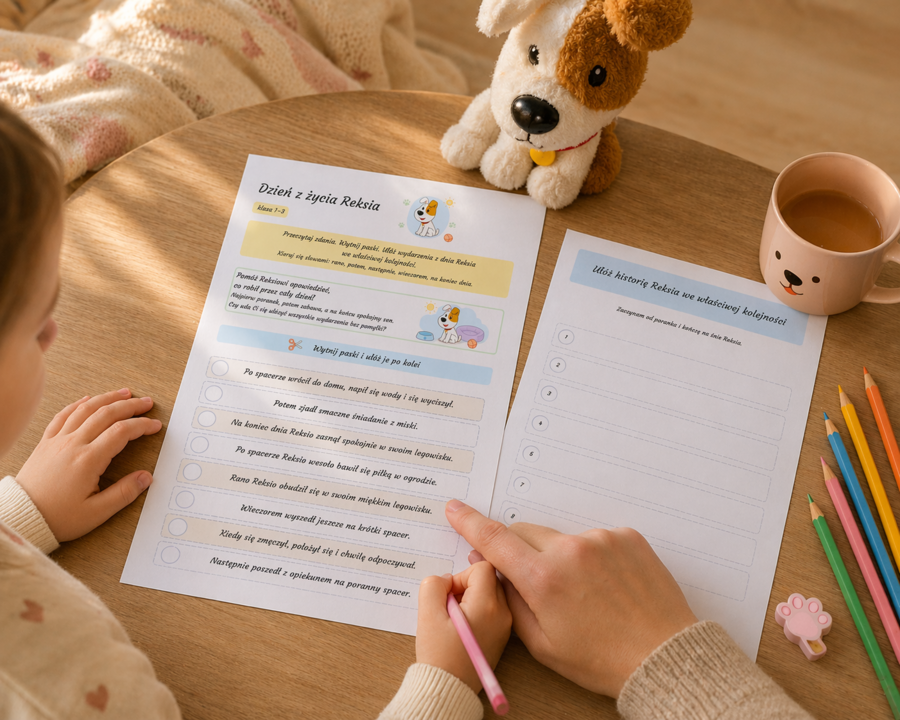 Dzień z życia Reksia. Układanie wydarzeń.