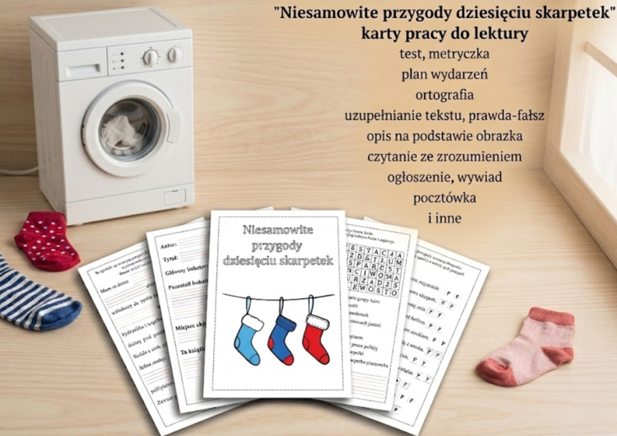 Niesamowite przygody 10 skarpetek - karty pracy do druku pdf