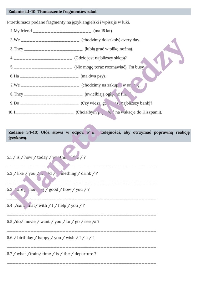 REAKCJE JĘZYKOWE - Zbiór zadań do egzaminu ósmoklasisty z języka angielskiego. Poziom A2/A2+ - codzienne sytuacje, uzupełnianie dialogów, tłumaczenie, dopasowywanie pytań