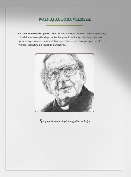O lasach. Ks. Jan Twardowski. Zadania do wiersza.