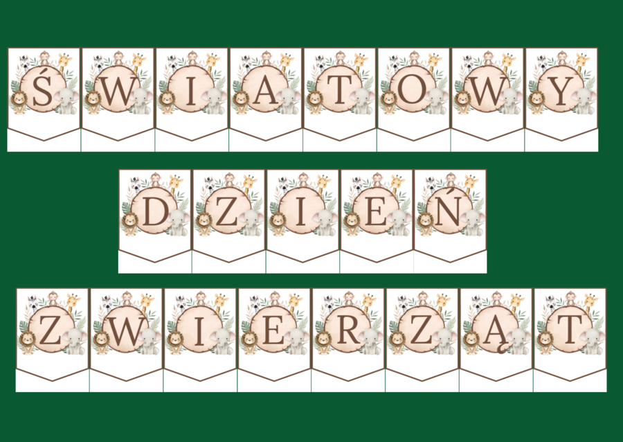 DZIEŃ ZWIERZĄT - girlanda – gazetka –biblioteka - wersja 1