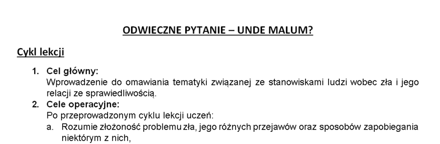 Scenariusz lekcji - Skąd zło?