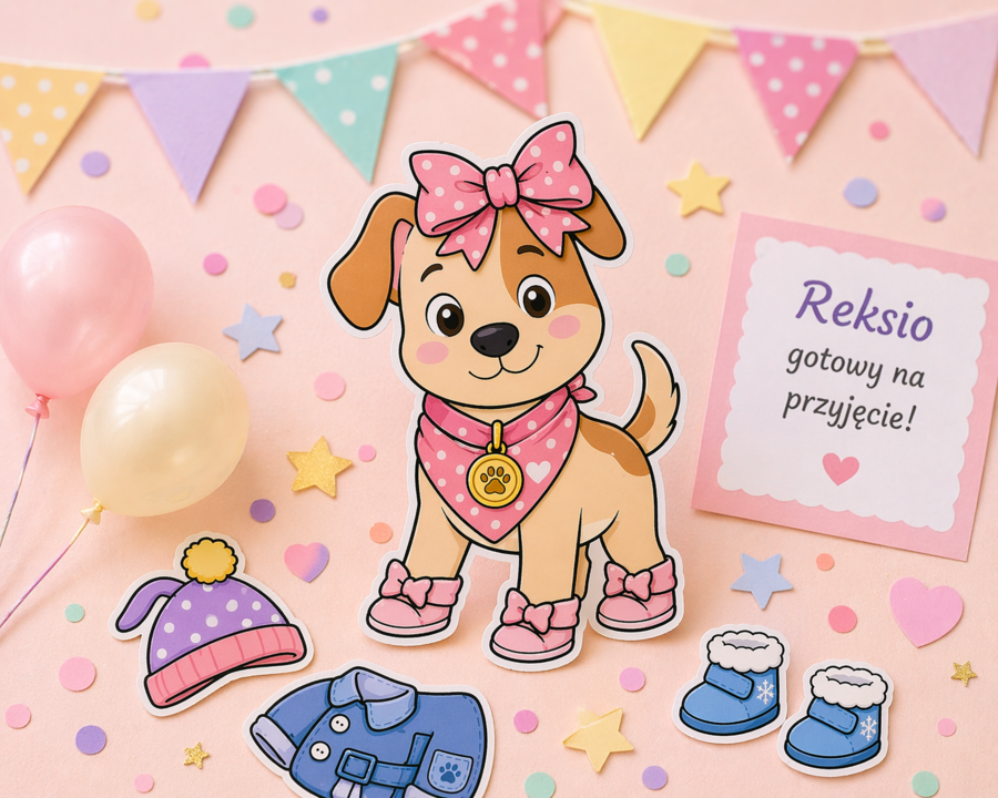 Ubranka dla Reksia – wycinanka i ubieranka