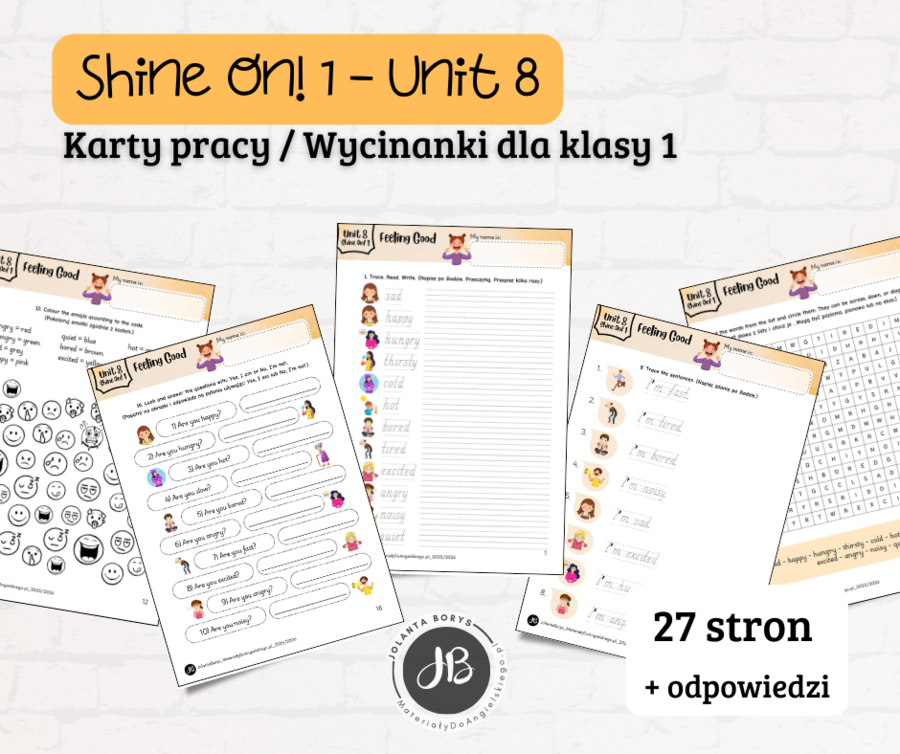 Materiały do Shine On! 1 Unit 8 – Feeling Good - karty pracy - wklejki/wycinanki