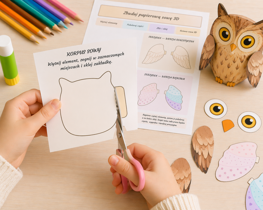Zbuduj papierową sowę 3D